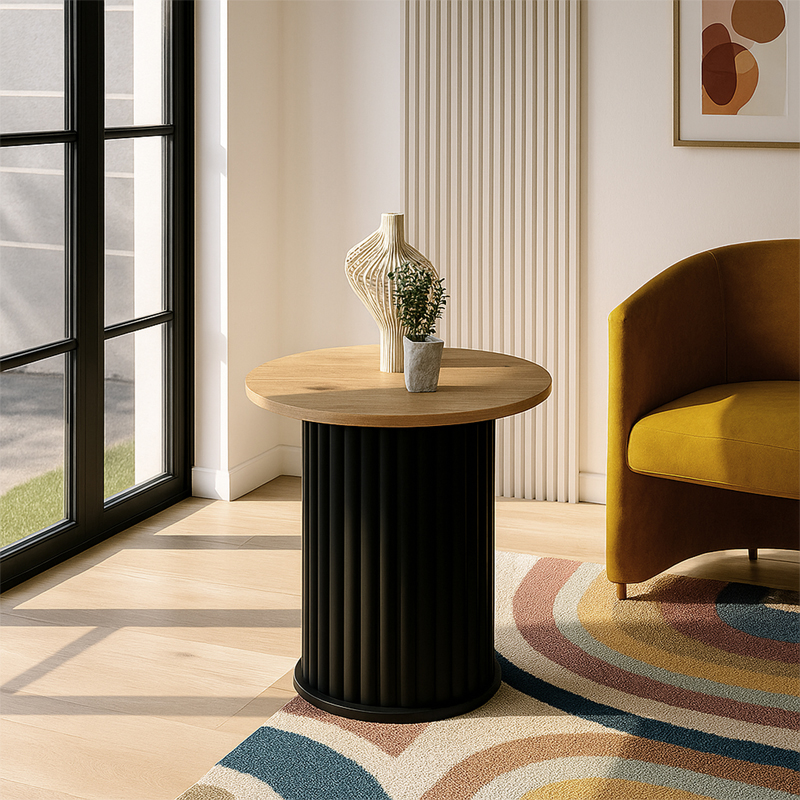 Τραπεζάκι βοηθητικό χρώμα μαύρο - oak Ø50x53,2εκ. 5