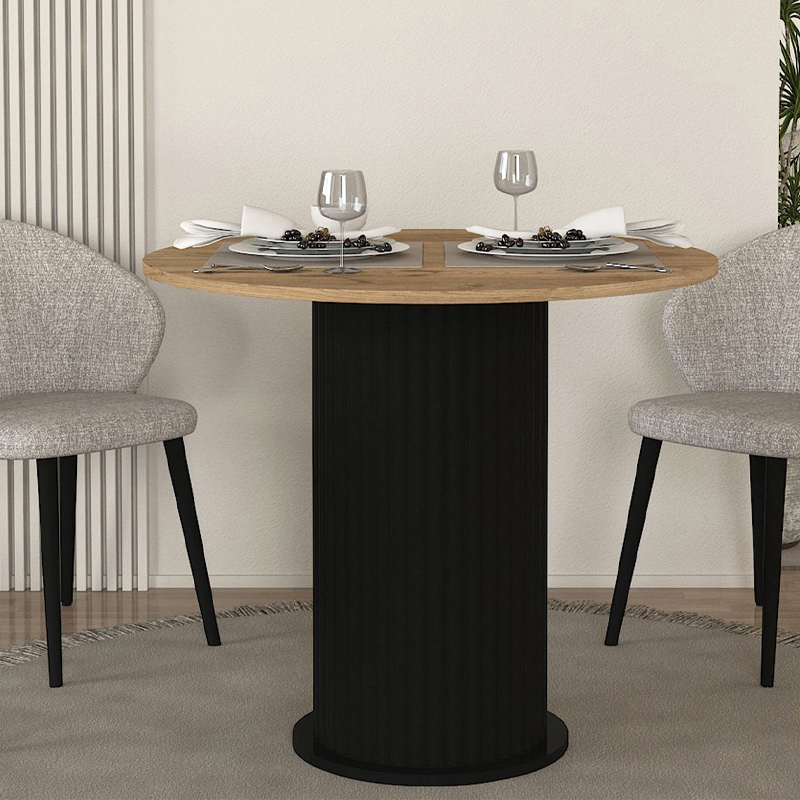 Τραπέζι χρώμα μαύρο - oak Ø90x77,7εκ. 2