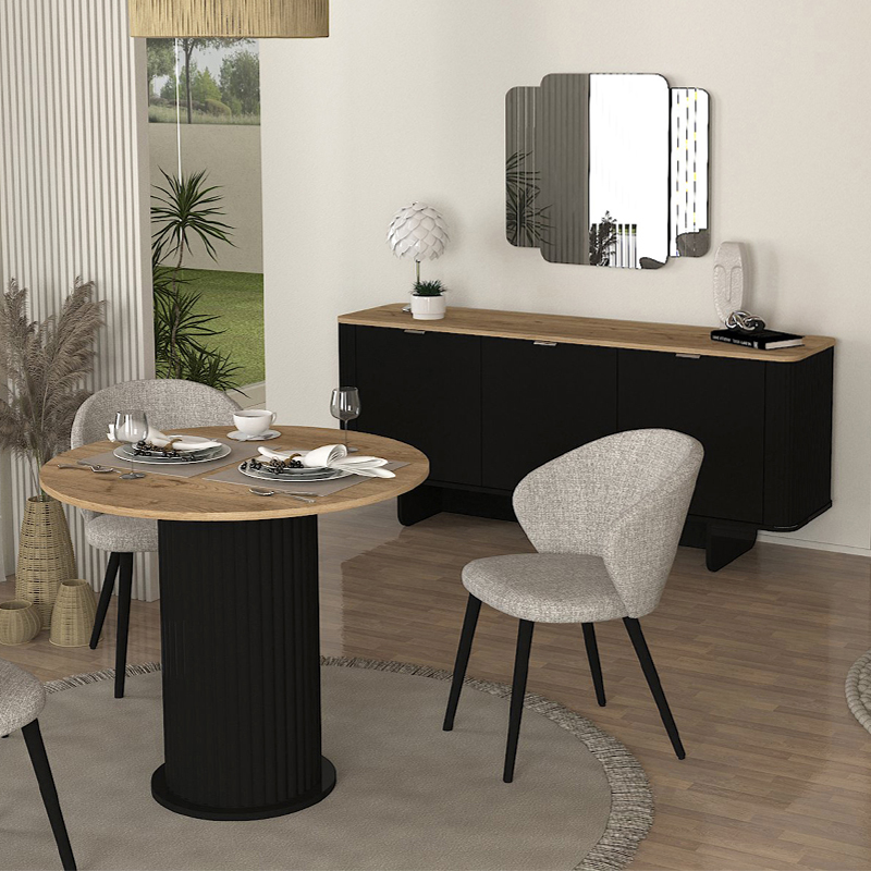 Τραπέζι χρώμα μαύρο - oak Ø90x77,7εκ. 3