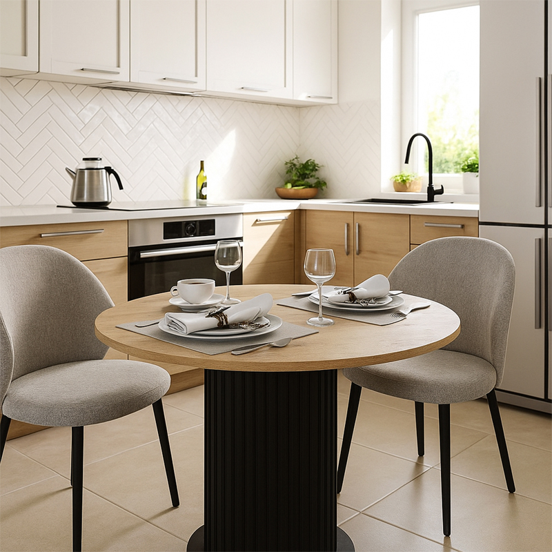 Τραπέζι χρώμα μαύρο - oak Ø90x77,7εκ. 5