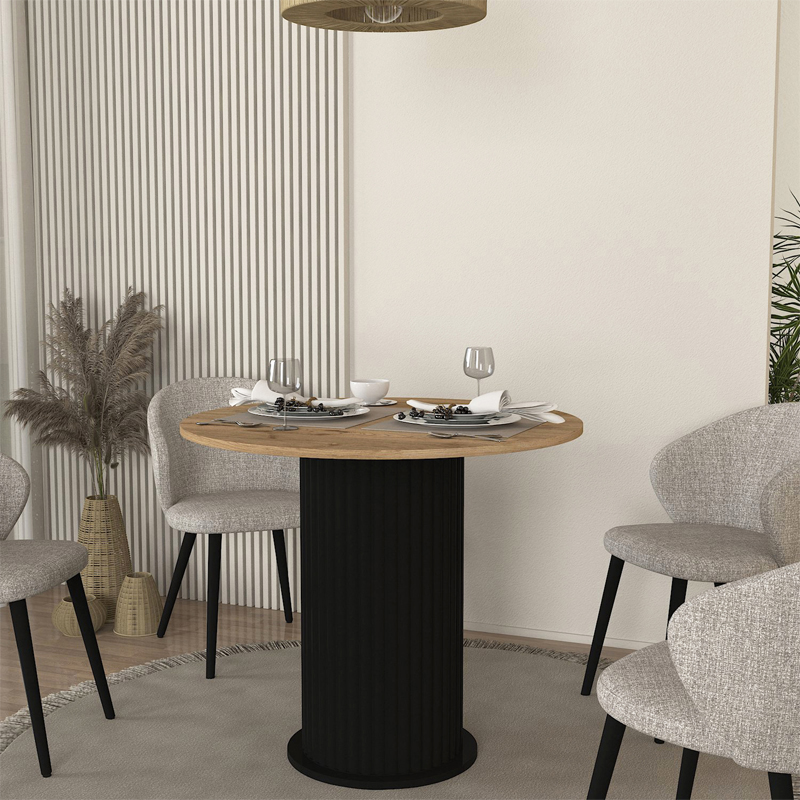 Τραπέζι χρώμα μαύρο - oak Ø90x77,7εκ. 6
