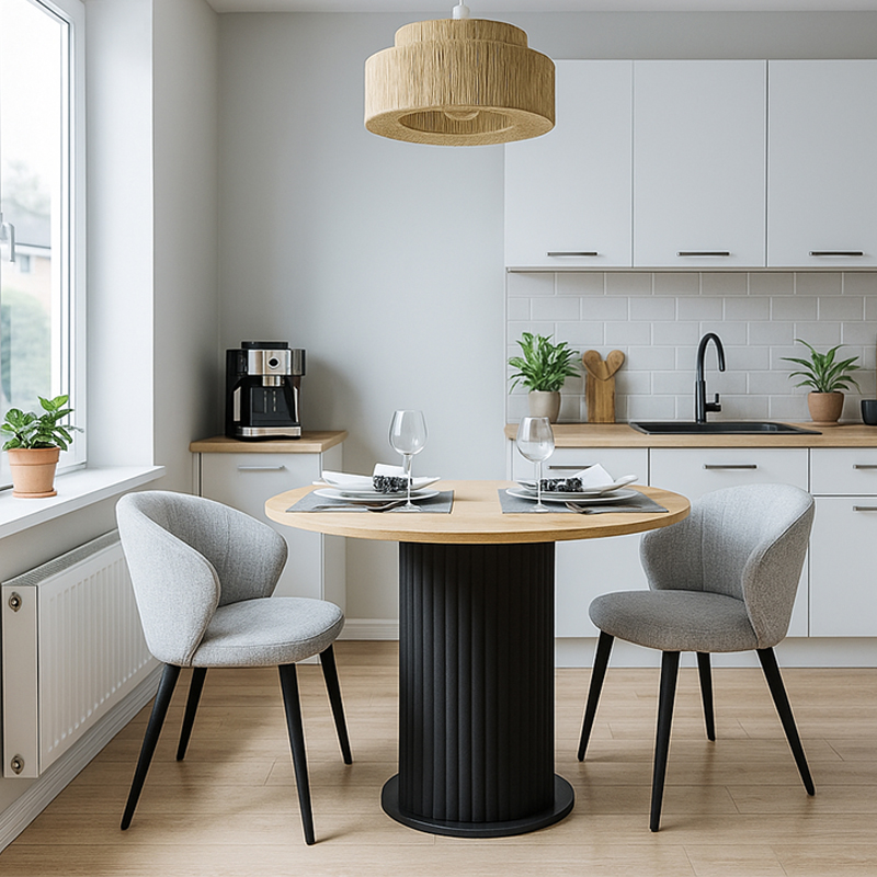 Τραπέζι χρώμα μαύρο - oak Ø90x77,7εκ. 7