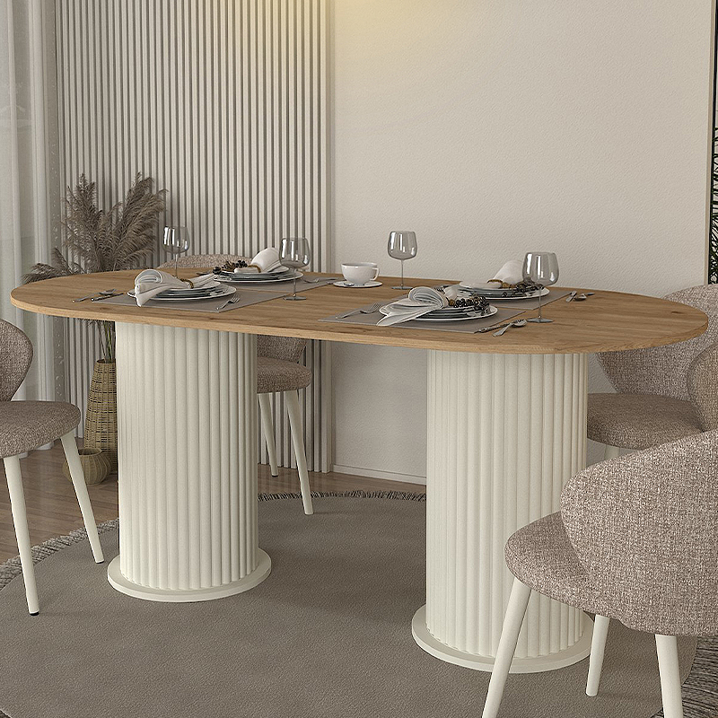 Τραπέζι χρώμα ivory - oak 3