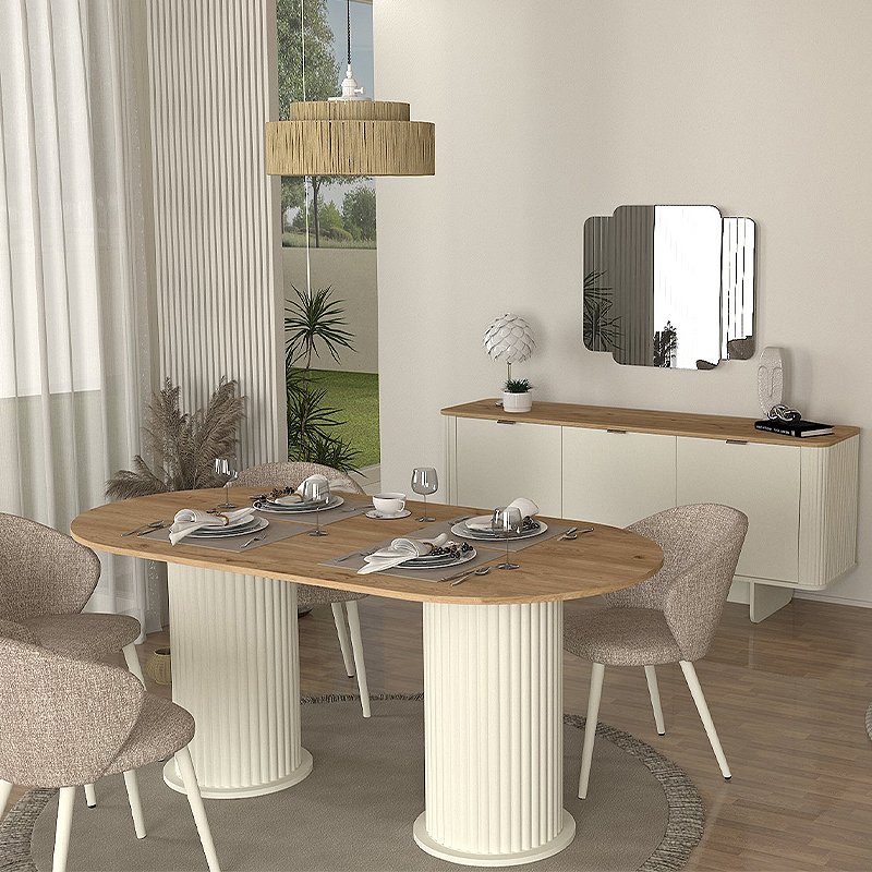 Τραπέζι χρώμα ivory - oak 4