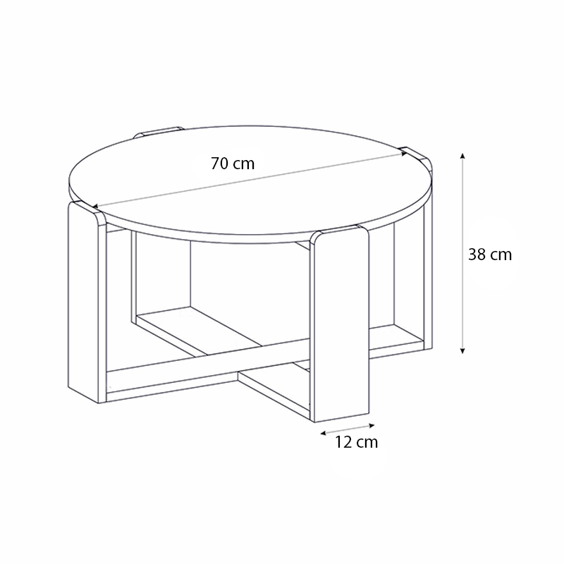 Τραπεζάκι σαλονιού χρώμα oak - sandstone Ø70x38εκ. 8