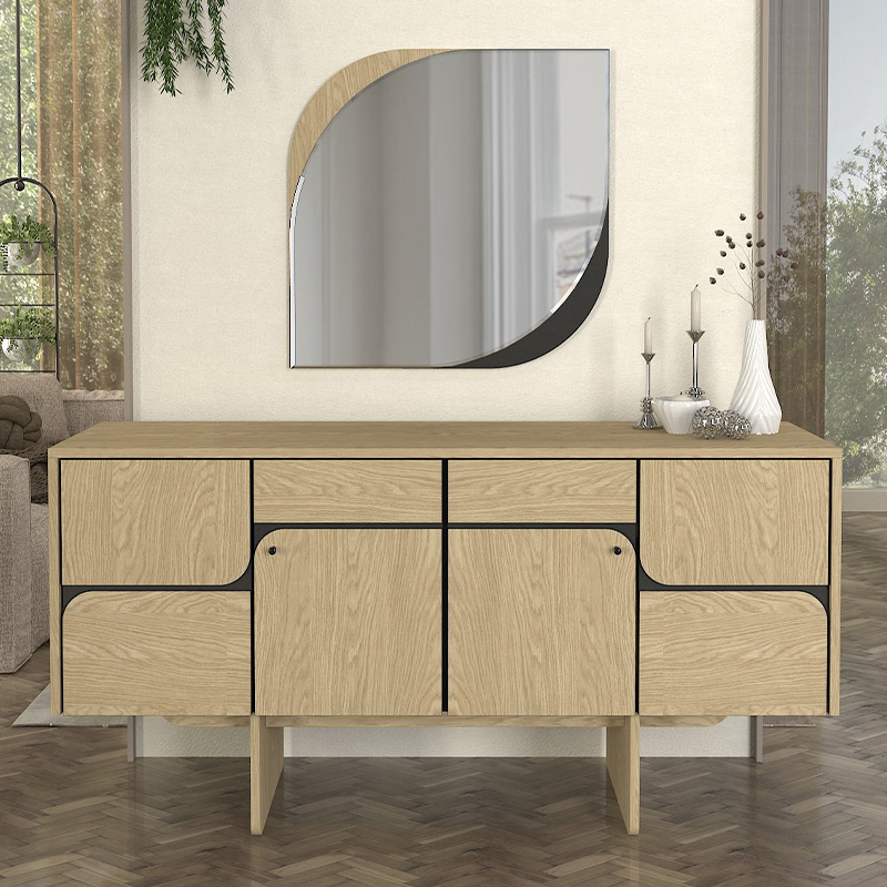 Καθρέπτης τοίχου Μegapap χρώμα oak - ανθρακί 3