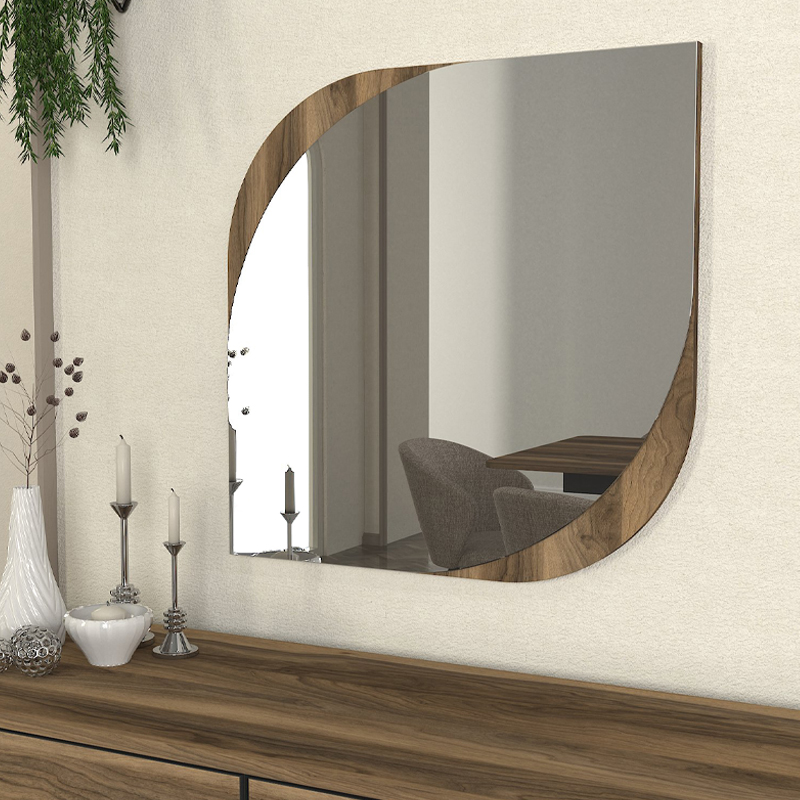 Καθρέπτης τοίχου Μegapap χρώμα καρυδί