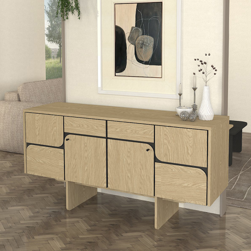 Μπουφές χρώμα oak - ανθρακί 3