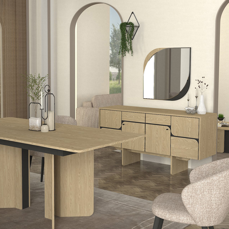 Μπουφές χρώμα oak - ανθρακί 5