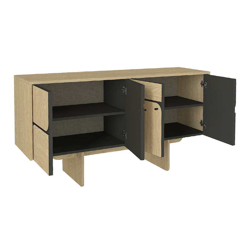 Μπουφές χρώμα oak - ανθρακί 7