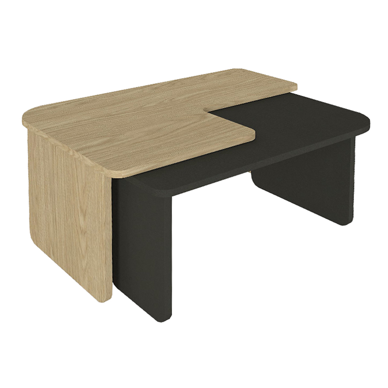 Τραπεζάκι σαλονιού σετ 2τμχ χρώμα oak - ανθρακί 6