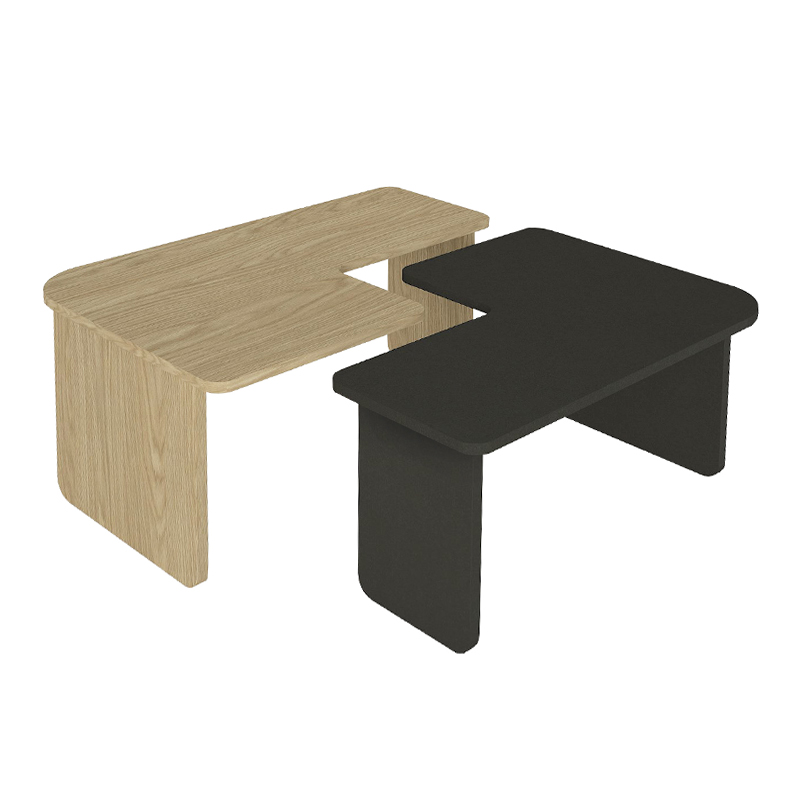 Τραπεζάκι σαλονιού σετ 2τμχ χρώμα oak - ανθρακί 7