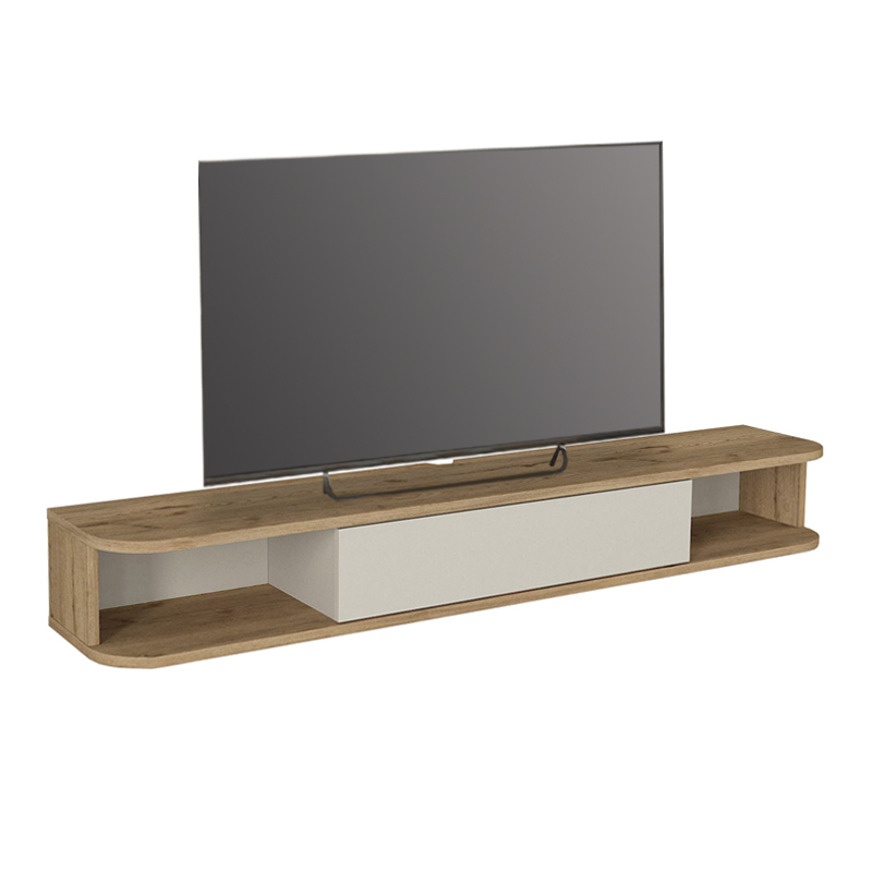 Έπιπλο τηλεόρασης επιτοίχιο με LED χρώμα oak - sandstone 5