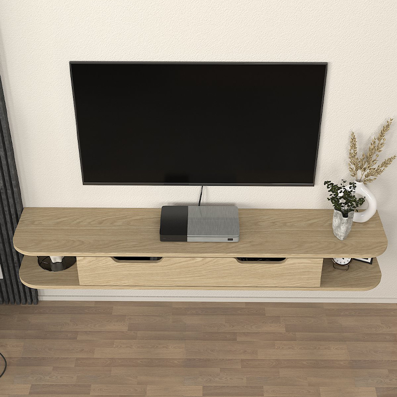 Έπιπλο τηλεόρασης επιτοίχιο με LED χρώμα oak 4