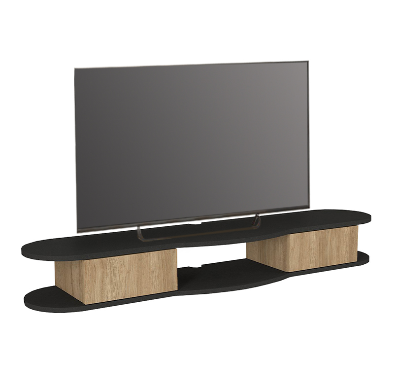 Έπιπλο τηλεόρασης επιτοίχιο με LED χρώμα ανθρακί - oak 5