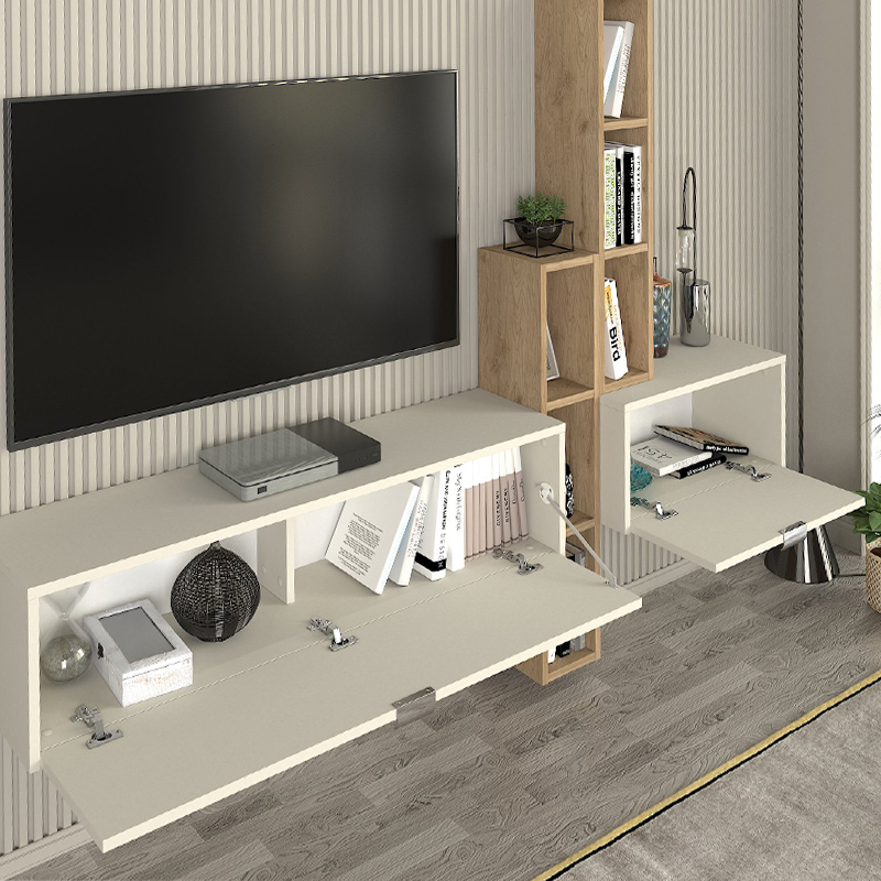 Σύνθεση τηλεόρασης επιτοίχια χρώμα sandstone - oak 3