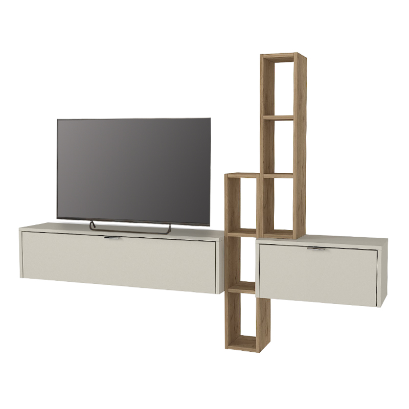 Σύνθεση τηλεόρασης επιτοίχια χρώμα sandstone - oak 6