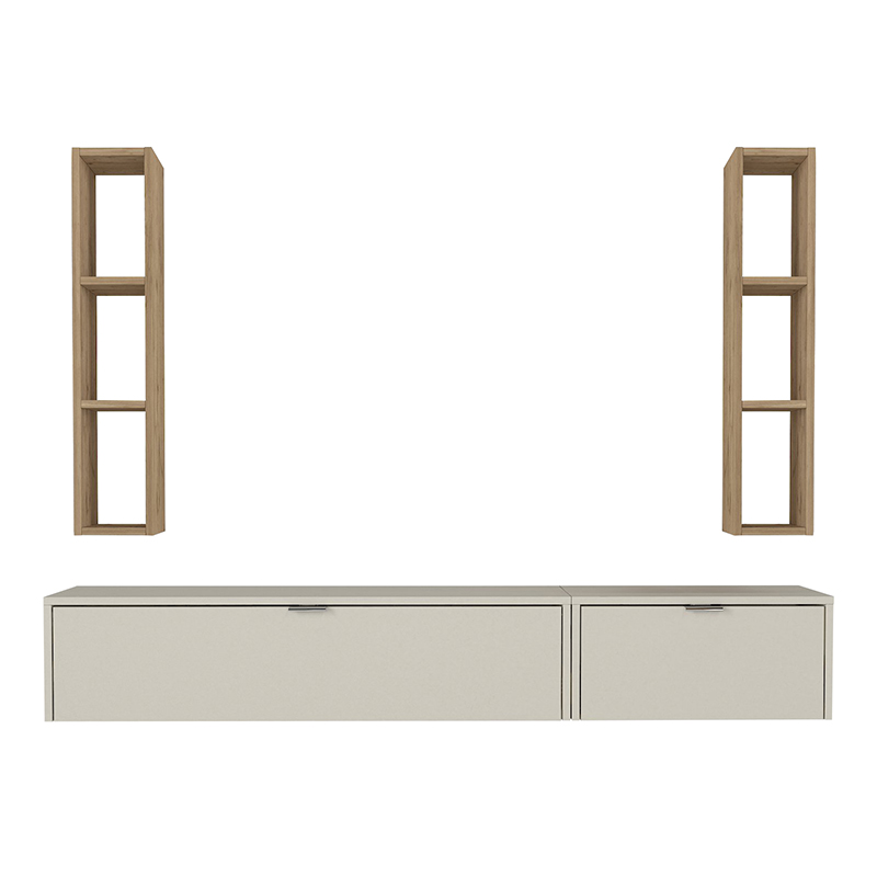 Σύνθεση τηλεόρασης επιτοίχια χρώμα sandstone - oak 9