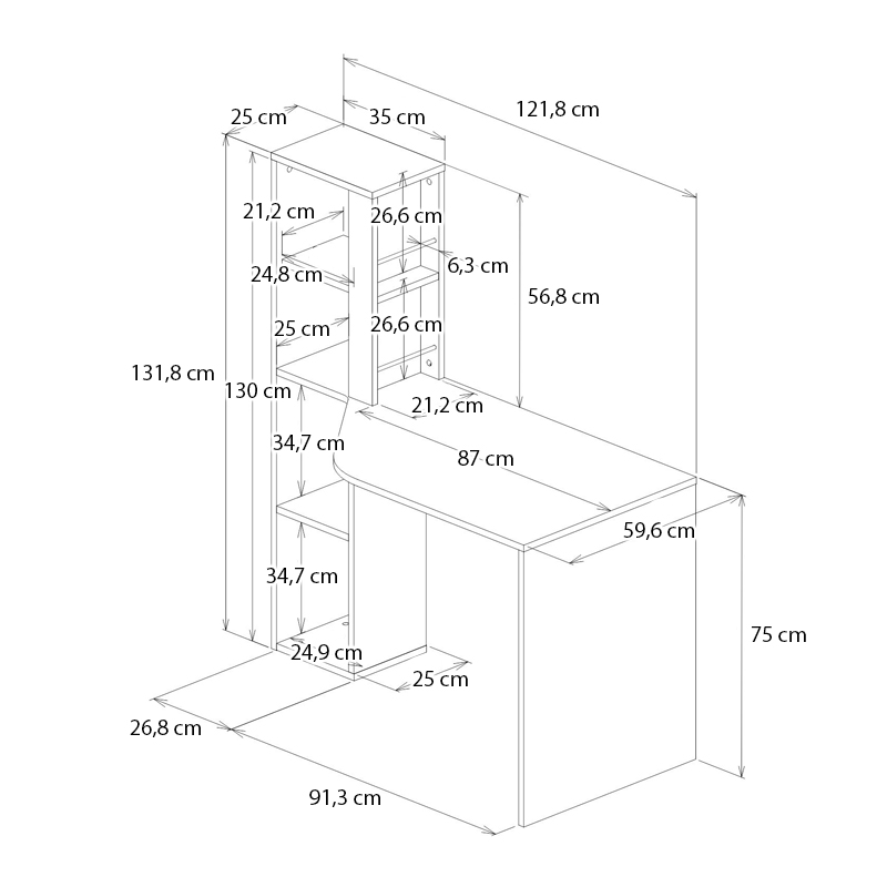 Γραφείο εργασίας χρώμα ανθρακί - λευκό 7