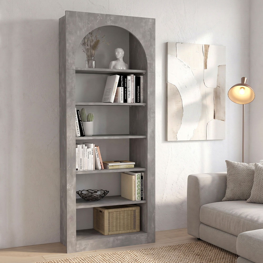 Βιβλιοθήκη Lioren2 INTRAHOME χρώμα γκρι σκυροδέματος 100x35x185εκ. Intrahomextra-8713963