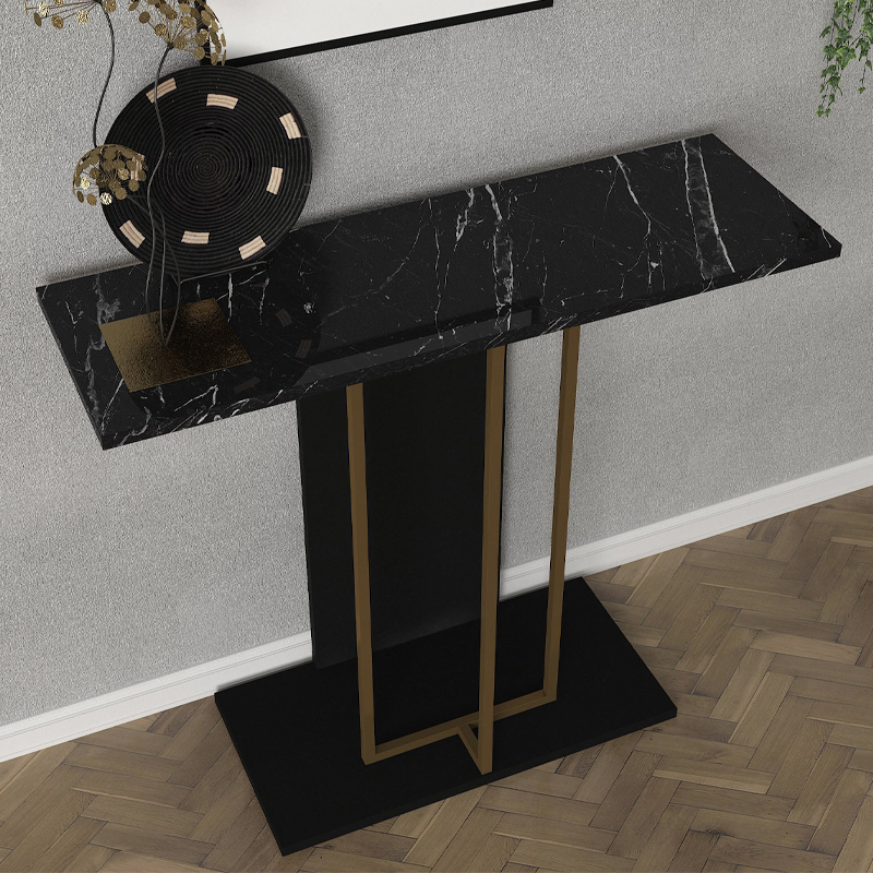 Κονσόλα χρώμα μαύρο - μαύρο εφέ μαρμάρου - χρυσό 3