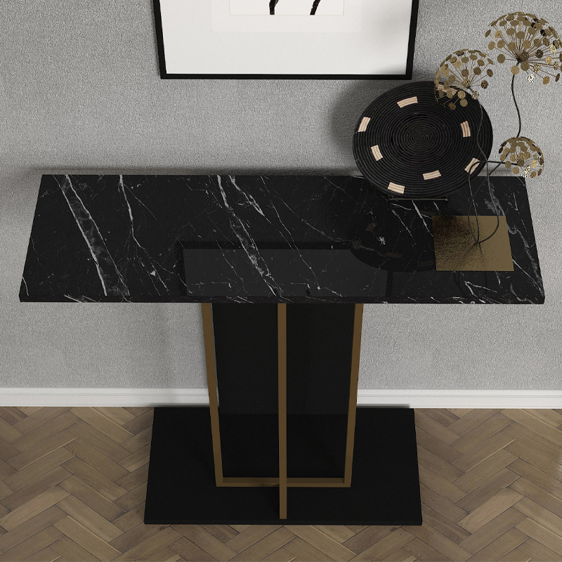 Κονσόλα χρώμα μαύρο - μαύρο εφέ μαρμάρου - χρυσό 4