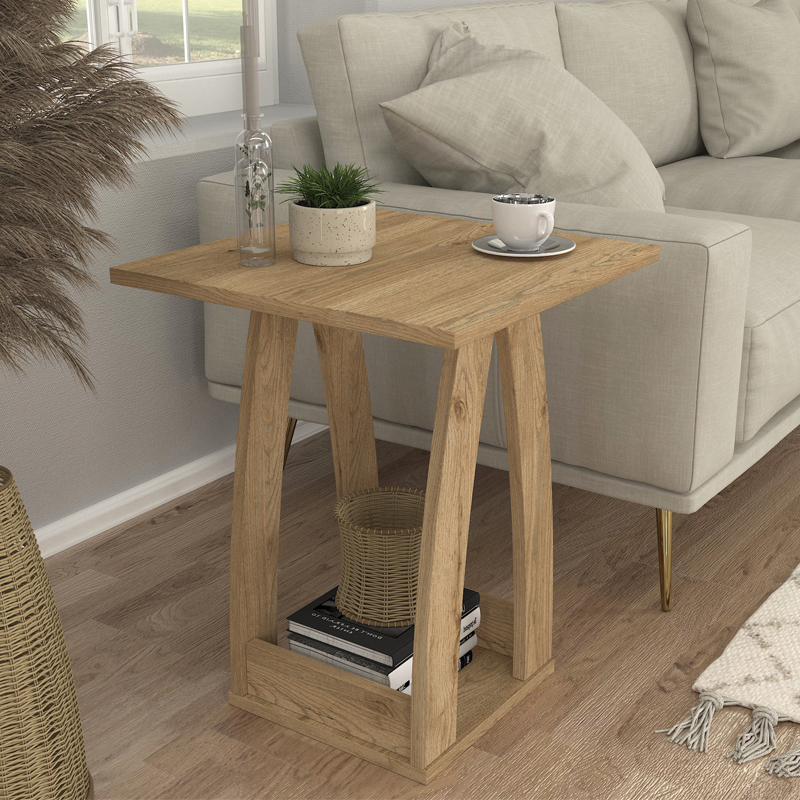 Τραπεζάκι βοηθητικό - Κομοδίνο Deros Megapap χρώμα sepet oak 45x45x56εκ.