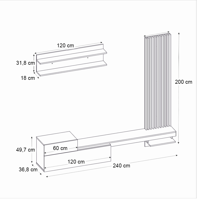 Σύνθεση τηλεόρασης χρώμα λευκό - oak 6