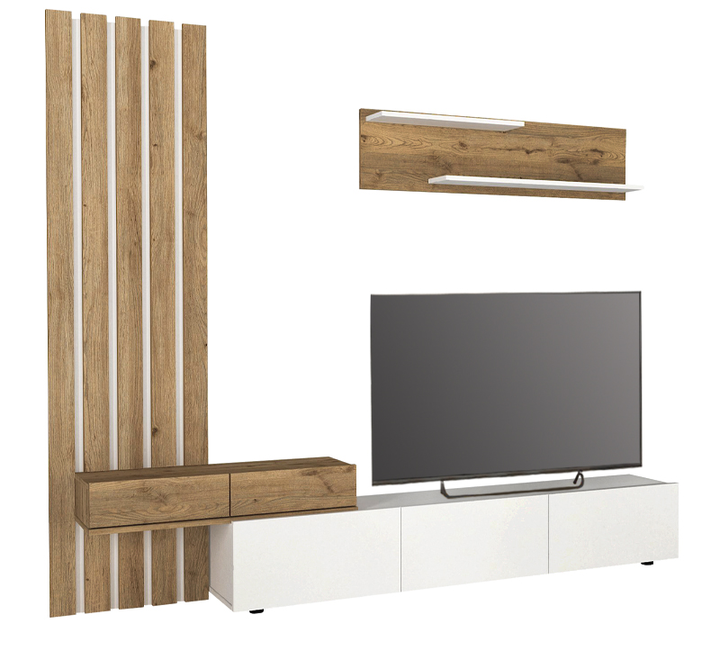 Σύνθεση τηλεόρασης χρώμα λευκό - oak 6