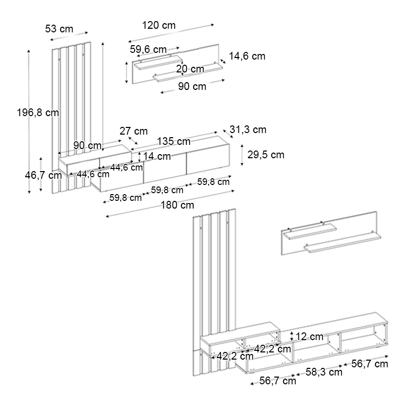 Σύνθεση τηλεόρασης χρώμα λευκό - oak 7