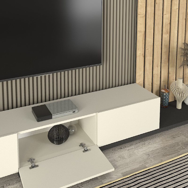 Σύνθεση τηλεόρασης χρώμα ivory - oak - ανθρακί 5