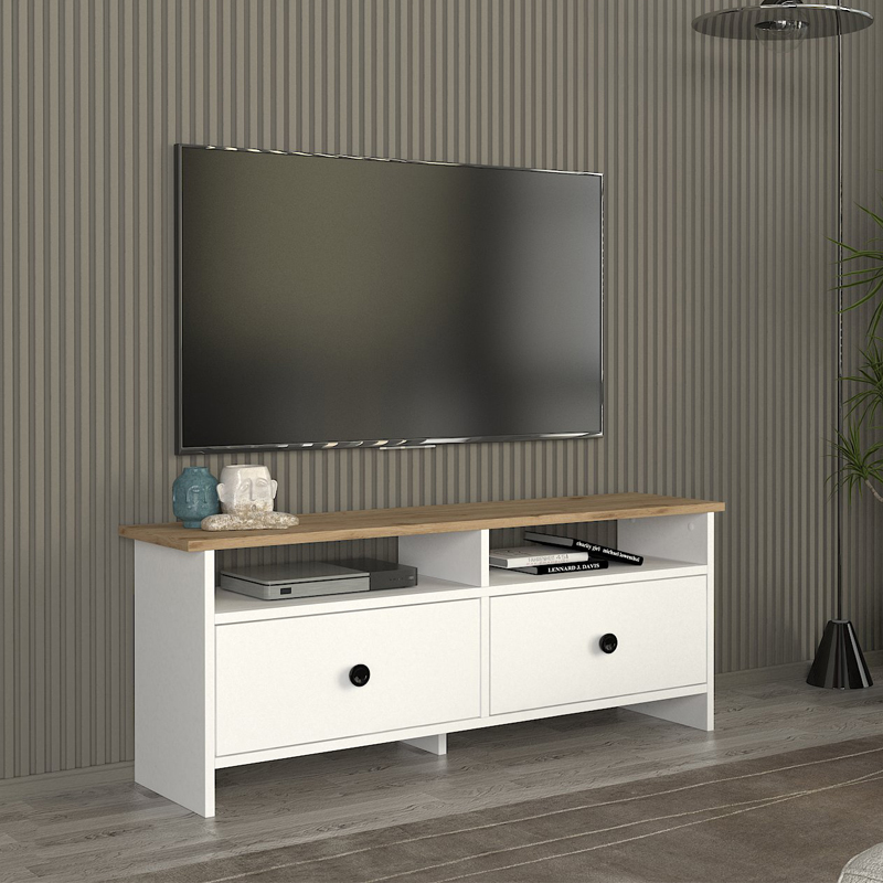 Έπιπλο τηλεόρασης χρώμα λευκό - oak