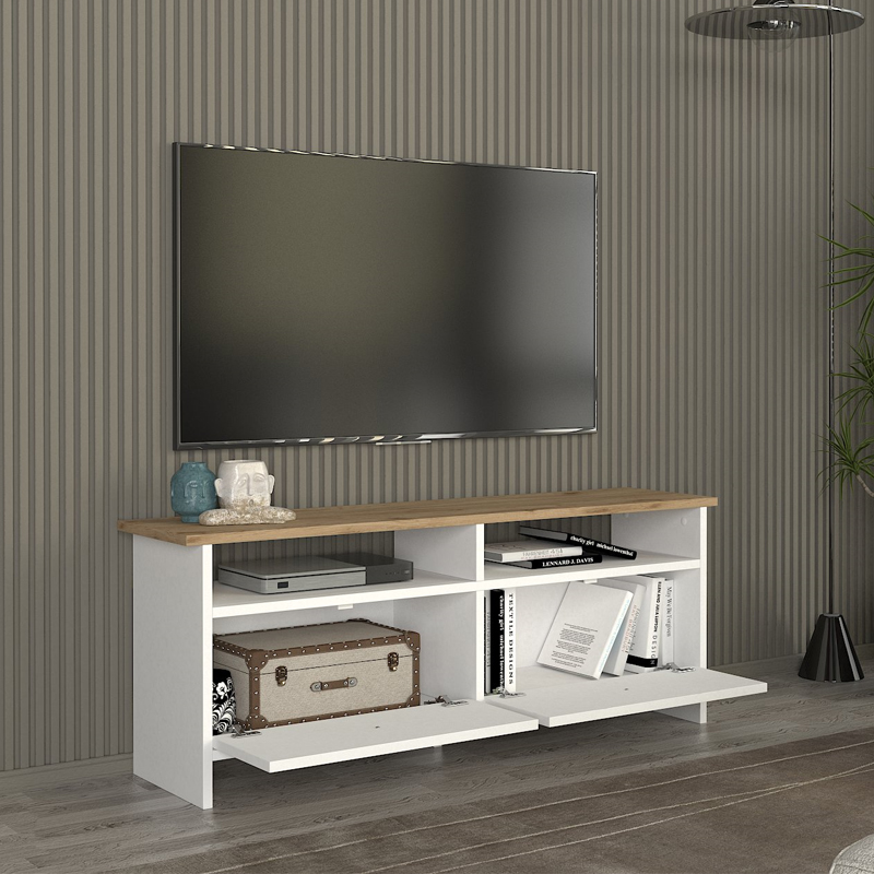 Έπιπλο τηλεόρασης χρώμα λευκό - oak 2
