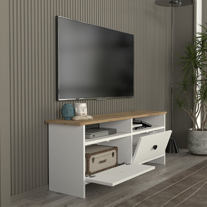 Έπιπλο τηλεόρασης χρώμα λευκό - oak 4