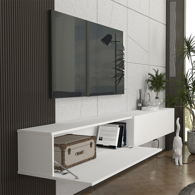 Έπιπλο τηλεόρασης επιτοίχιο χρώμα λευκό 3