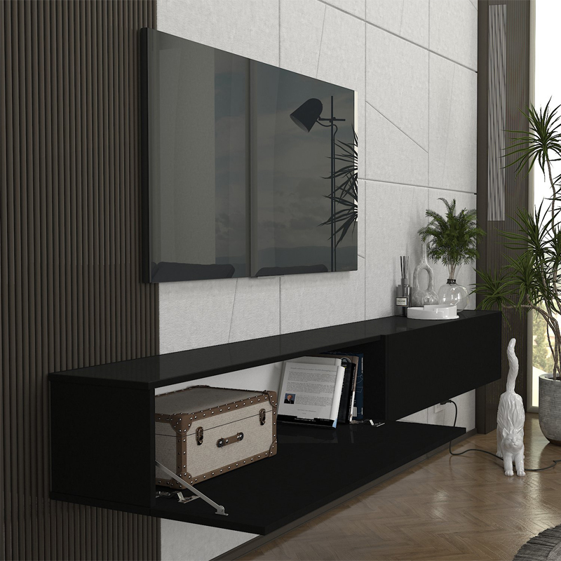 Έπιπλο τηλεόρασης επιτοίχιο χρώμα μαύρο 3
