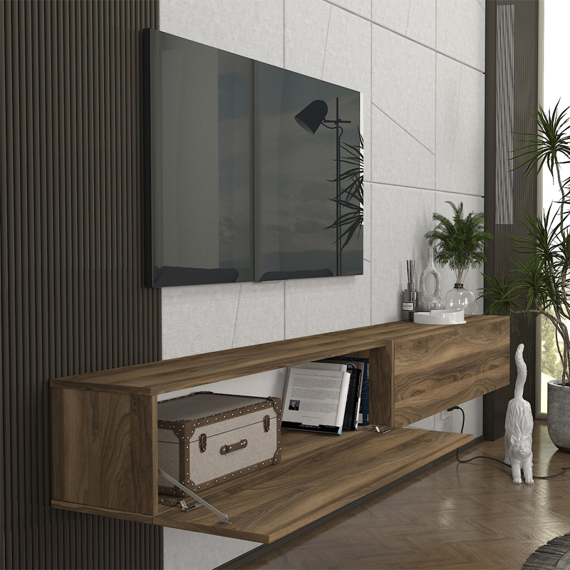 Έπιπλο τηλεόρασης επιτοίχιο χρώμα καρυδί 3