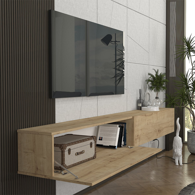 Έπιπλο τηλεόρασης επιτοίχιο χρώμα oak 3