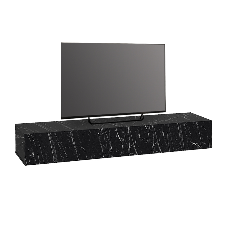 Έπιπλο τηλεόρασης επιτοίχιο χρώμα μαύρο εφέ μαρμάρου 5
