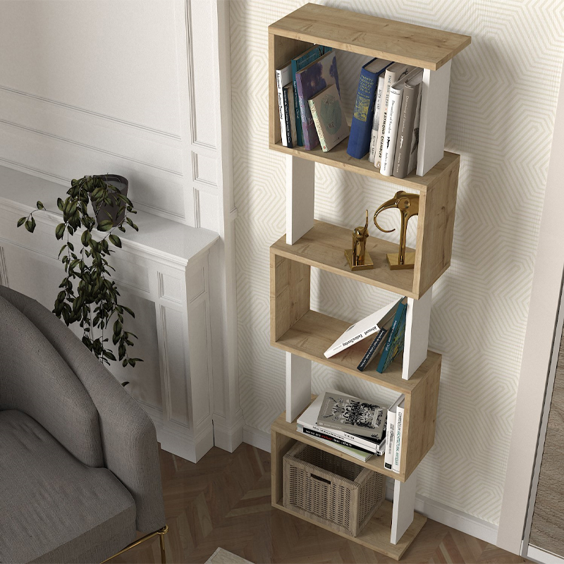 Βιβλιοθήκη χρώμα oak - λευκό 3