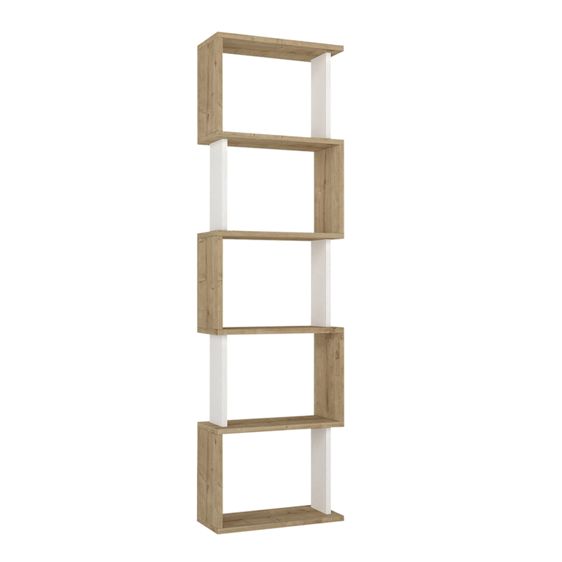 Βιβλιοθήκη χρώμα oak - λευκό 4
