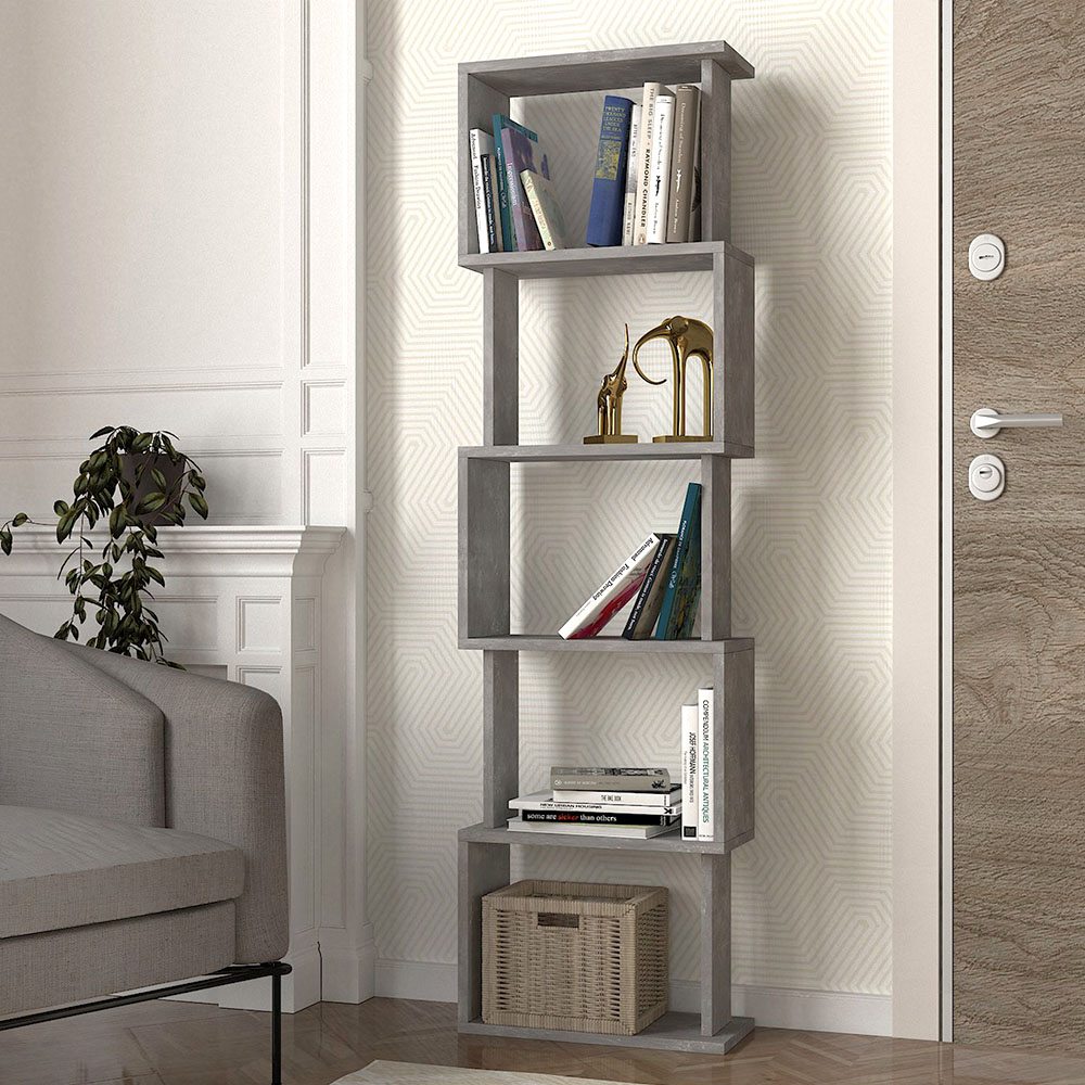 Βιβλιοθήκη Alveron2 INTRAHOME χρώμα γκρι σκυροδέματος 65x19x170εκ. Intrahomextra-8713795
