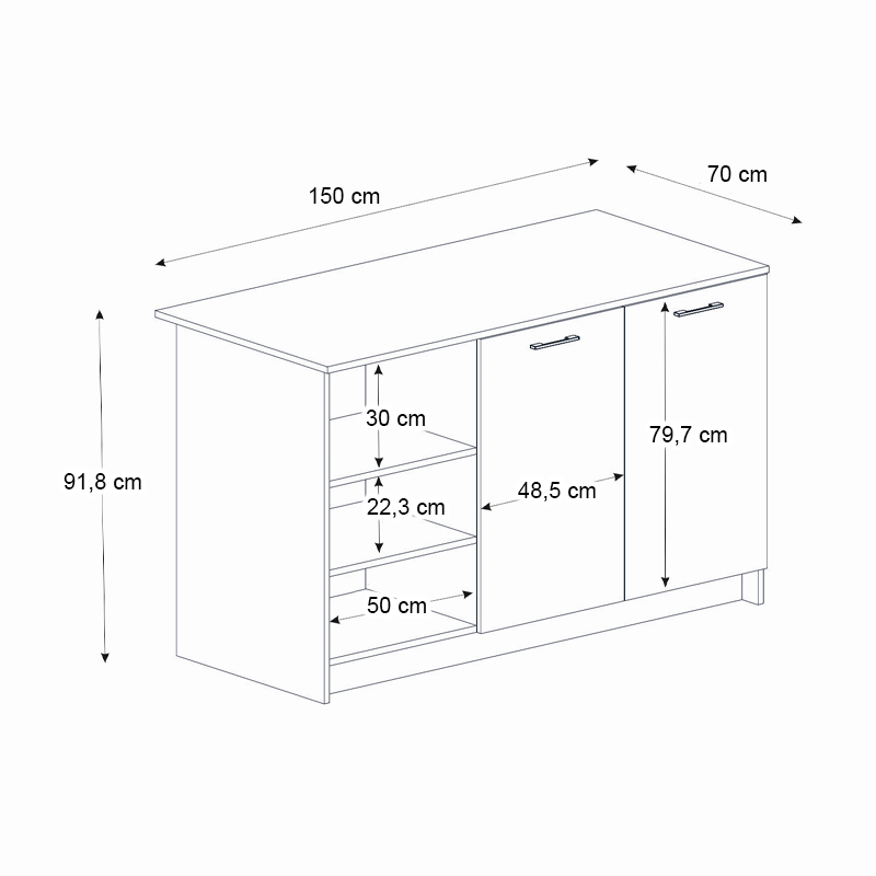 Τραπέζι - Πάγκος κουζίνας χρώμα λευκό - oak 7