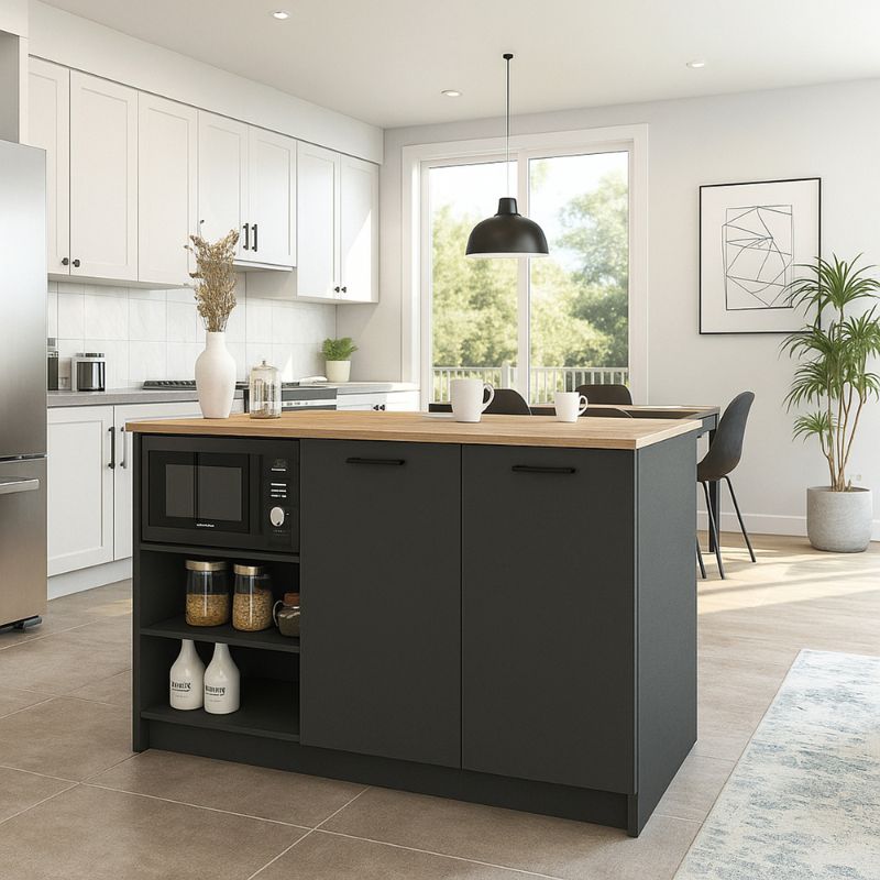 Τραπέζι - Πάγκος κουζίνας χρώμα ανθρακί - oak 4