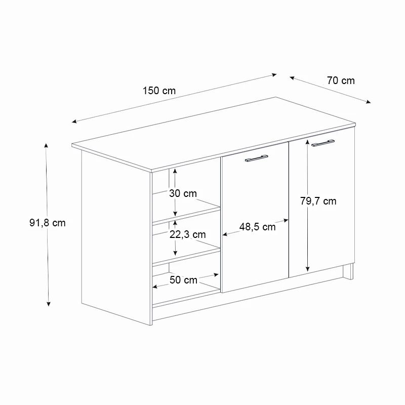 Τραπέζι - Πάγκος κουζίνας χρώμα ανθρακί - oak 10