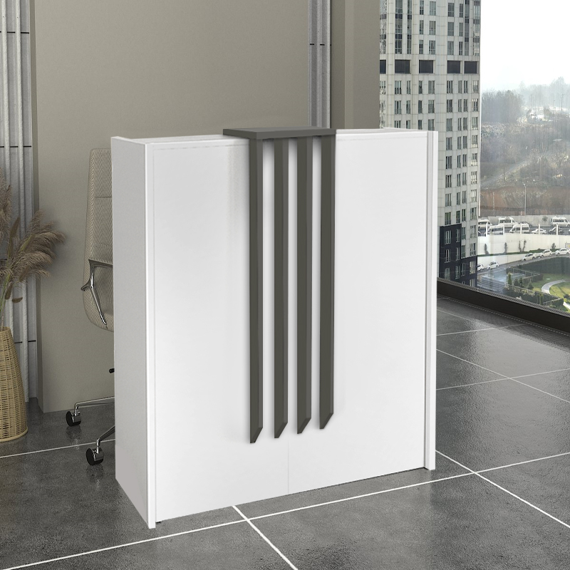 Γραφείο υποδοχής - reception χρώμα λευκό - ανθρακί