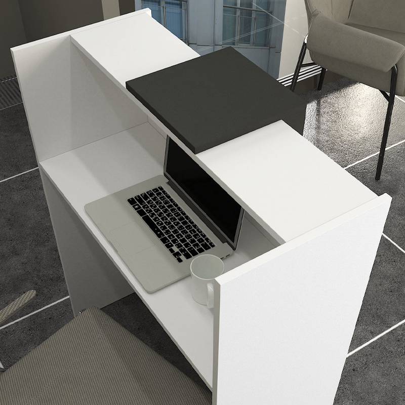 Γραφείο υποδοχής - reception χρώμα λευκό - ανθρακί 2