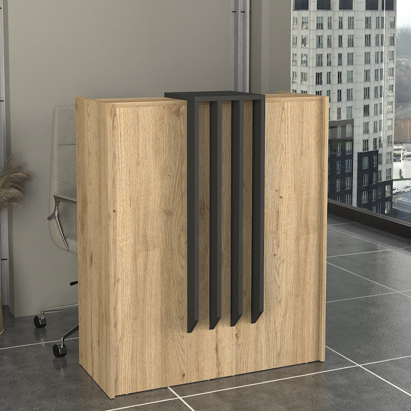 Γραφείο υποδοχής - reception χρώμα oak - ανθρακί