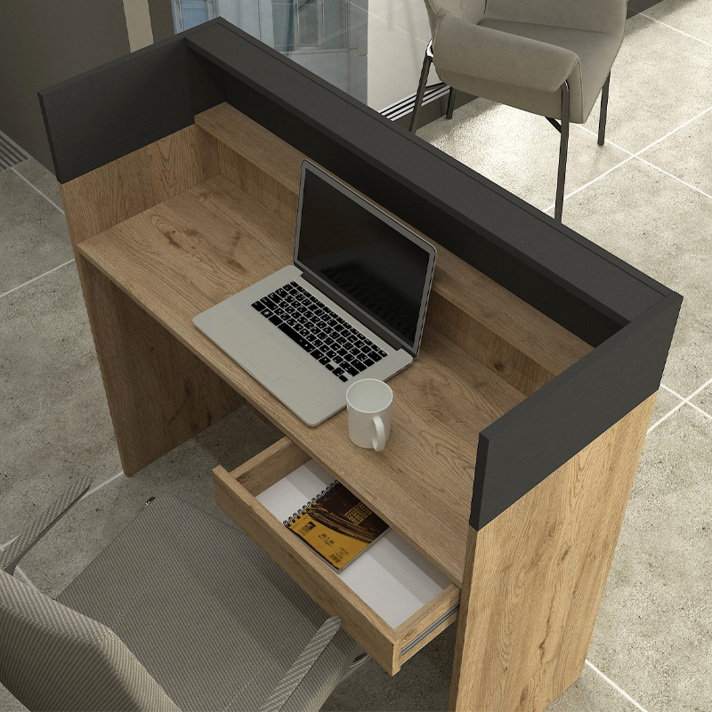 Γραφείο υποδοχής - reception με LED χρώμα oak - ανθρακί 2