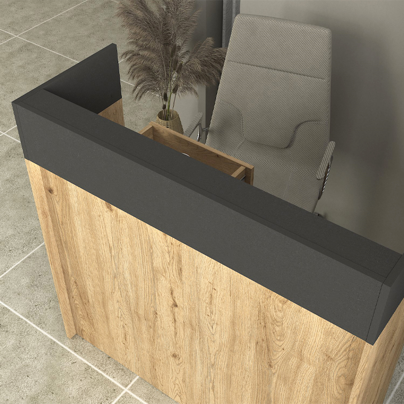 Γραφείο υποδοχής - reception με LED χρώμα oak - ανθρακί 4